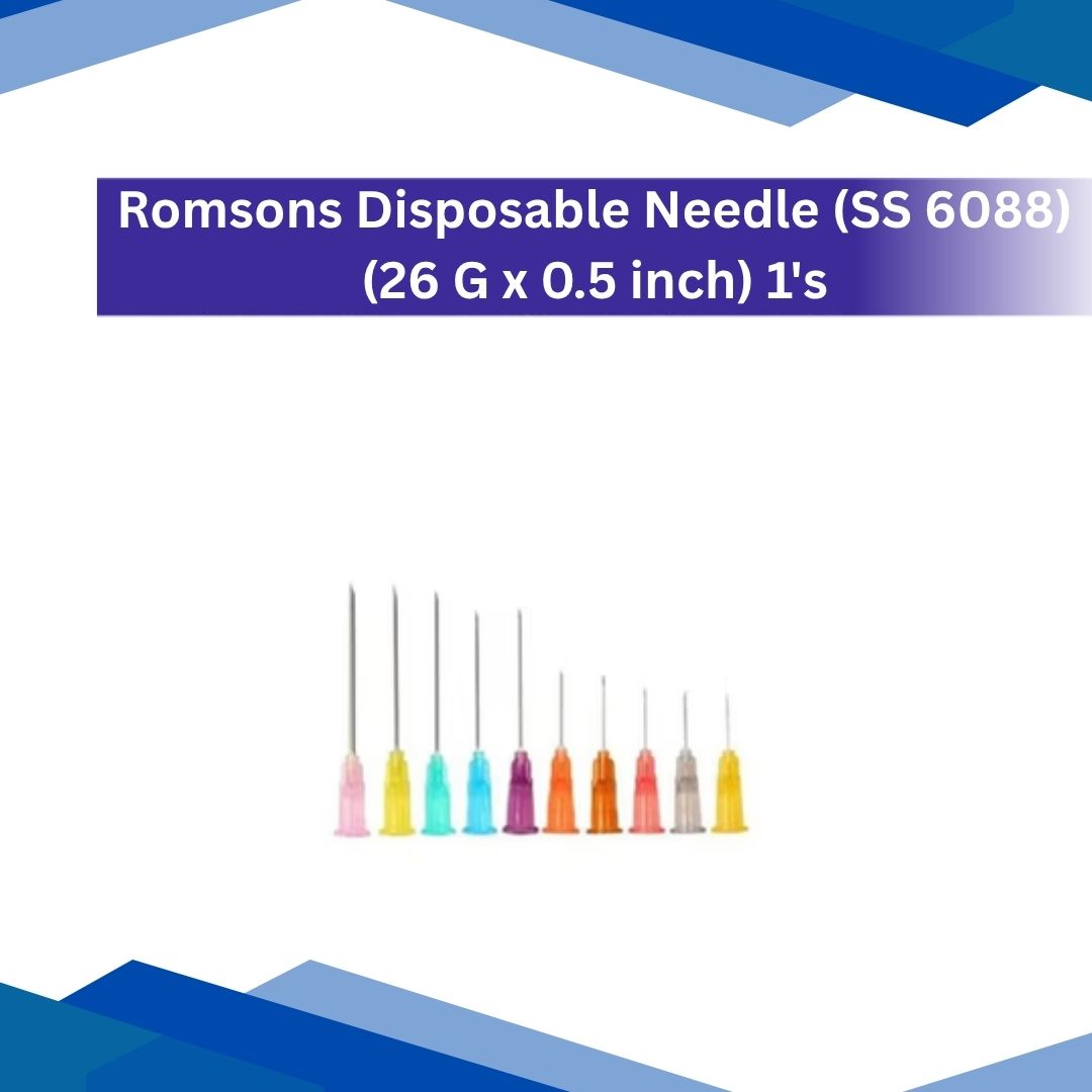 Romsons Disposable Needle (SS 6088) (26G x 0.5 in) 1's
