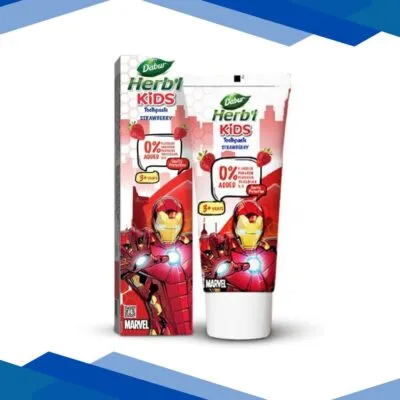 Dabur Herbal Kids Marvel Iron Man Edition Toothpaste (3+ Years) Strawberry Flavour 80 g