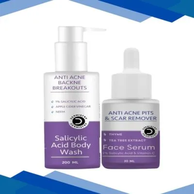Dermistry Anti Acne 1% Salicylic Acid Body Wash 200 ml + Anti Acne Pits And Scar Remover Face Serum 30 ml