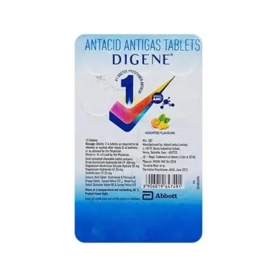 Digene Acidity & Gas Relief – Assorted Flavours Tablet 15’S