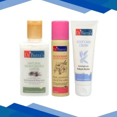 Dr Batra’s Natural Moisturizing Lotion 100 ml + Deodorant 100 ml + Foot Care Cream 100 gm