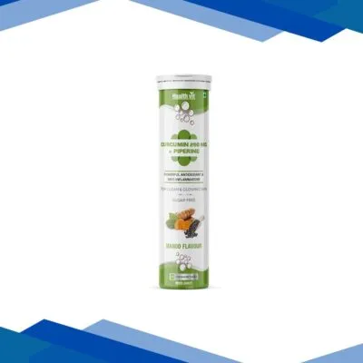 Healthvit Curcumin 250mg + Piperine Sugar Free Effervescent Tablet – Mango Flavour 10’s