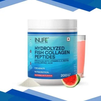 INLIFE Hydrolyzed Fish Collagen Powder – Watermelon Flavour 200 gm