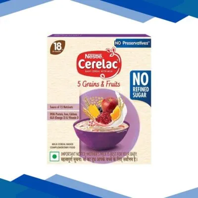 Nestle CERELAC 5 Grains & Fruits Baby Food Cereal No Refined Sugar & No Preservatives (18 to 24 Months Baby) 300 g