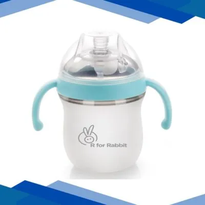 R For Rabbit First Feed Silicon Bottle 260 ml – Blue