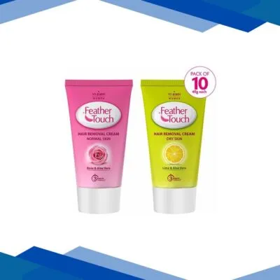 Vi-John Women Feather Touch Aloevera & Cucumber Hair Removal Cream – Pack of 5 x 40 gm + Feather Touch Rose & Aloevera Hair Removal Cream – Pack of 5 x 40 gm