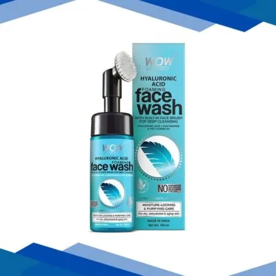 WOW Skin Science Hyaluronic Acid Foaming Face Wash – with Built-In Brush 150 ml